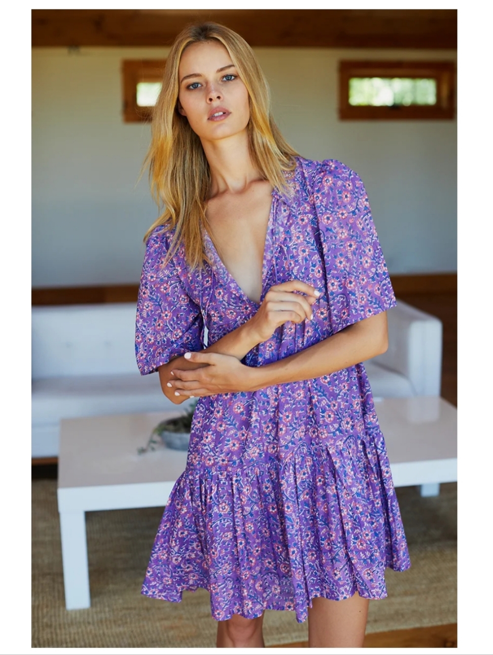 Emerson Fry Isla Mini Dress in Violet Wildflower